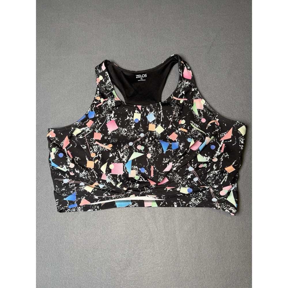 Zelos Geometric Retro Print Twist Front Sports Bra Size XL (without padding)